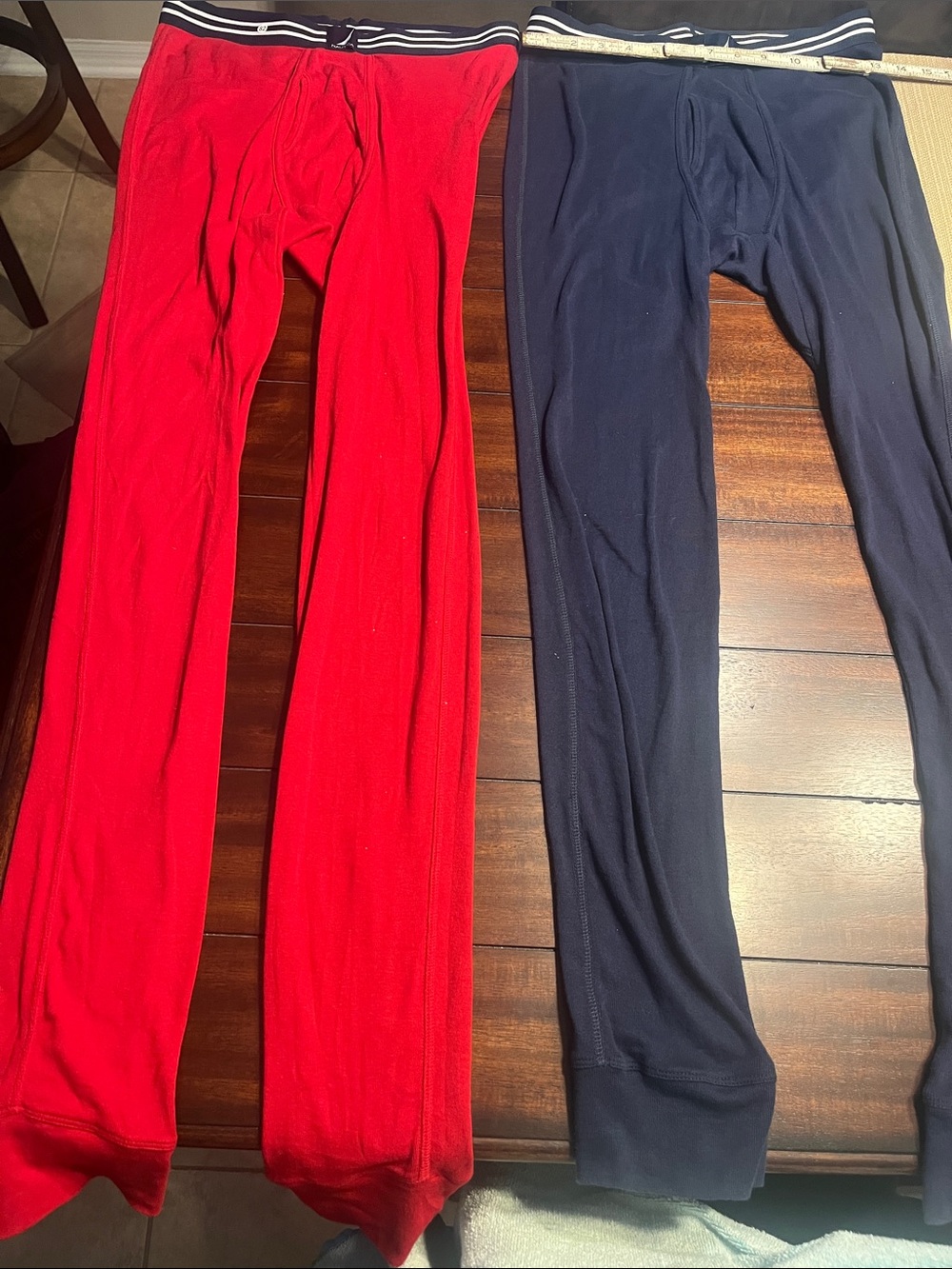 Item 82…2 pair Nautica Men's thin Thermal Leggings in Red and Navy his and his